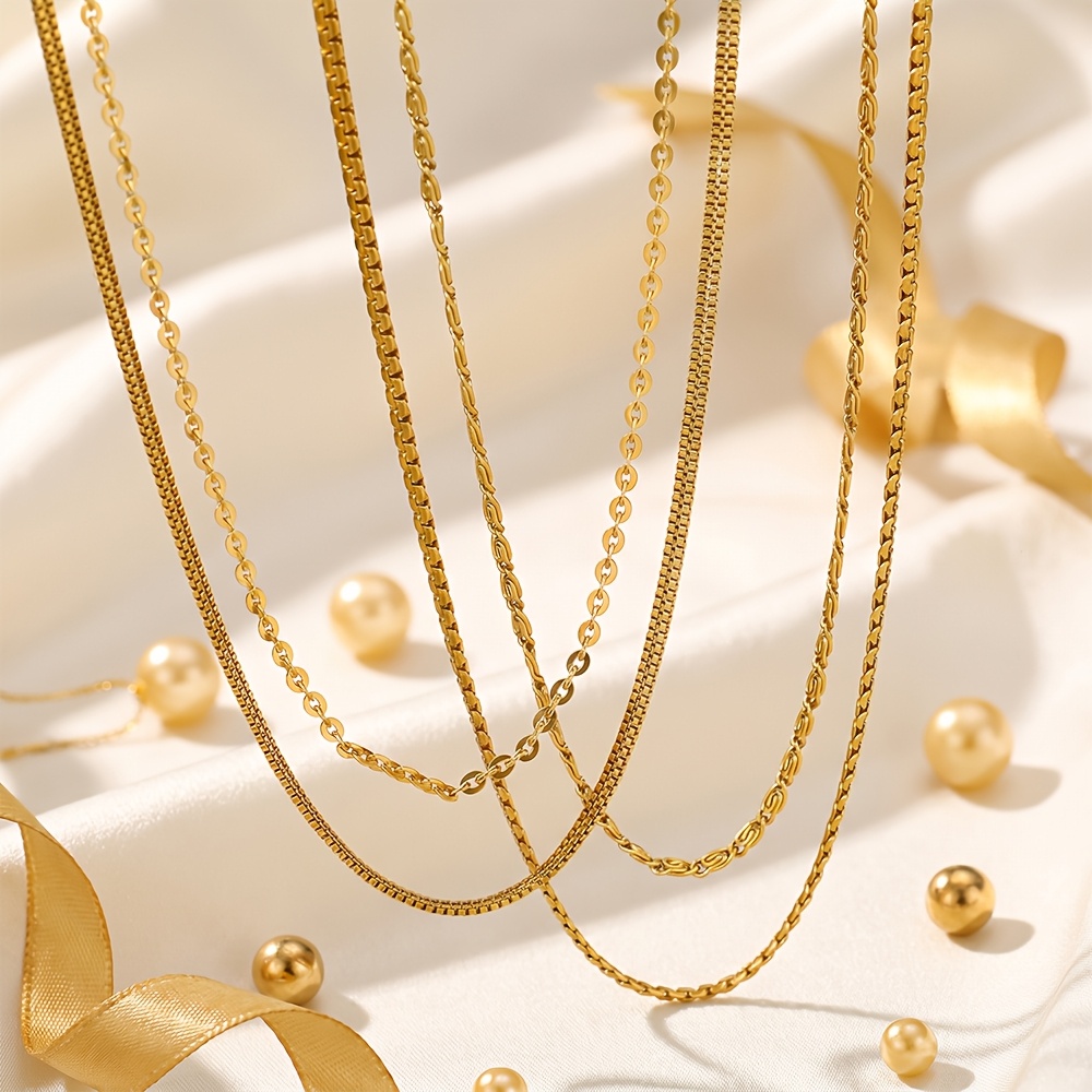 3pcs Premium Luxury Stainless Steel Women's Necklaces Set